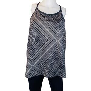 Fabletics grey black built in bra tank top activewear yoga racerback SZ Med